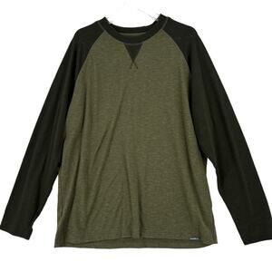 Eddie Bauer Raglan Shirt Crew Neck Pullover Tee Green Black Men's Size XL